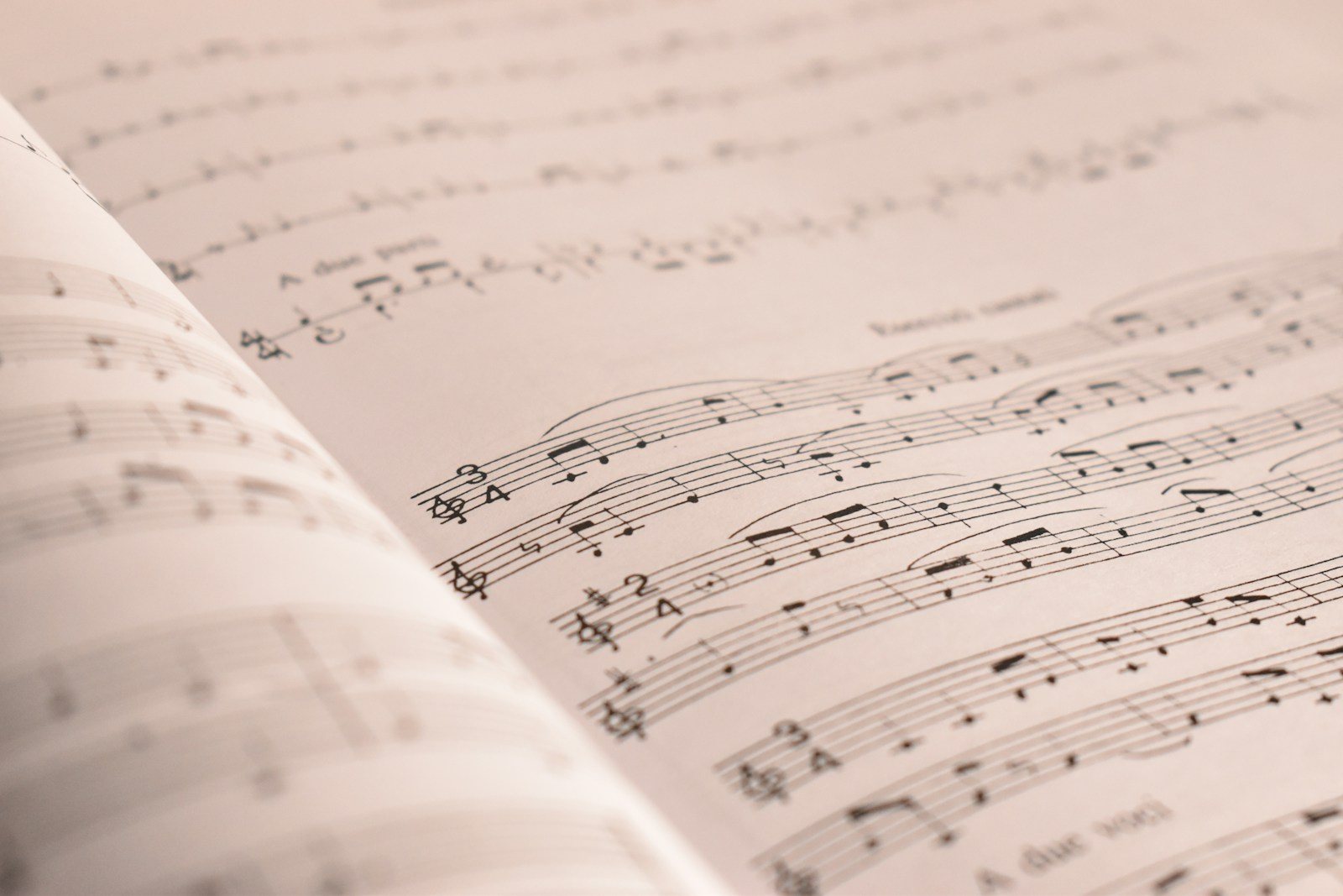an open book with musical notes on it